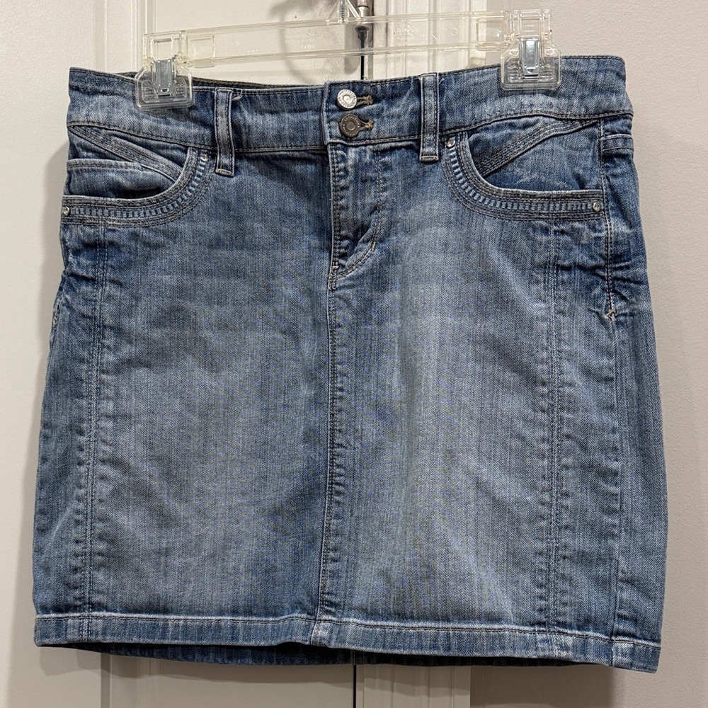 White House Black Market Blue Denim Mini Skirt